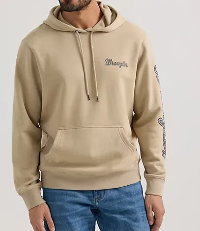 112350082- Wrangler Men's Hoodie Rope Logo- Tan