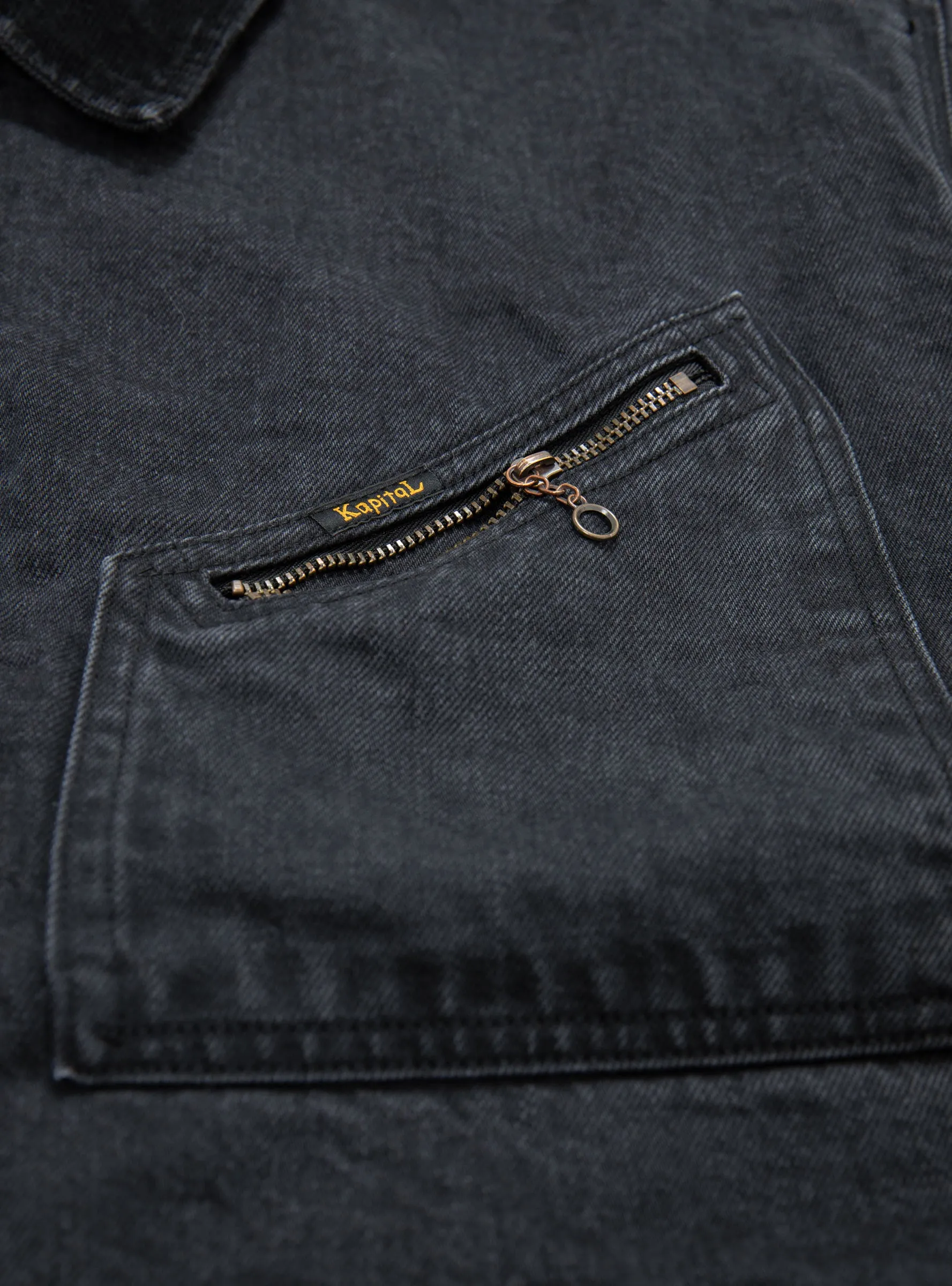 14oz Reversible Denim Work Jacket Black