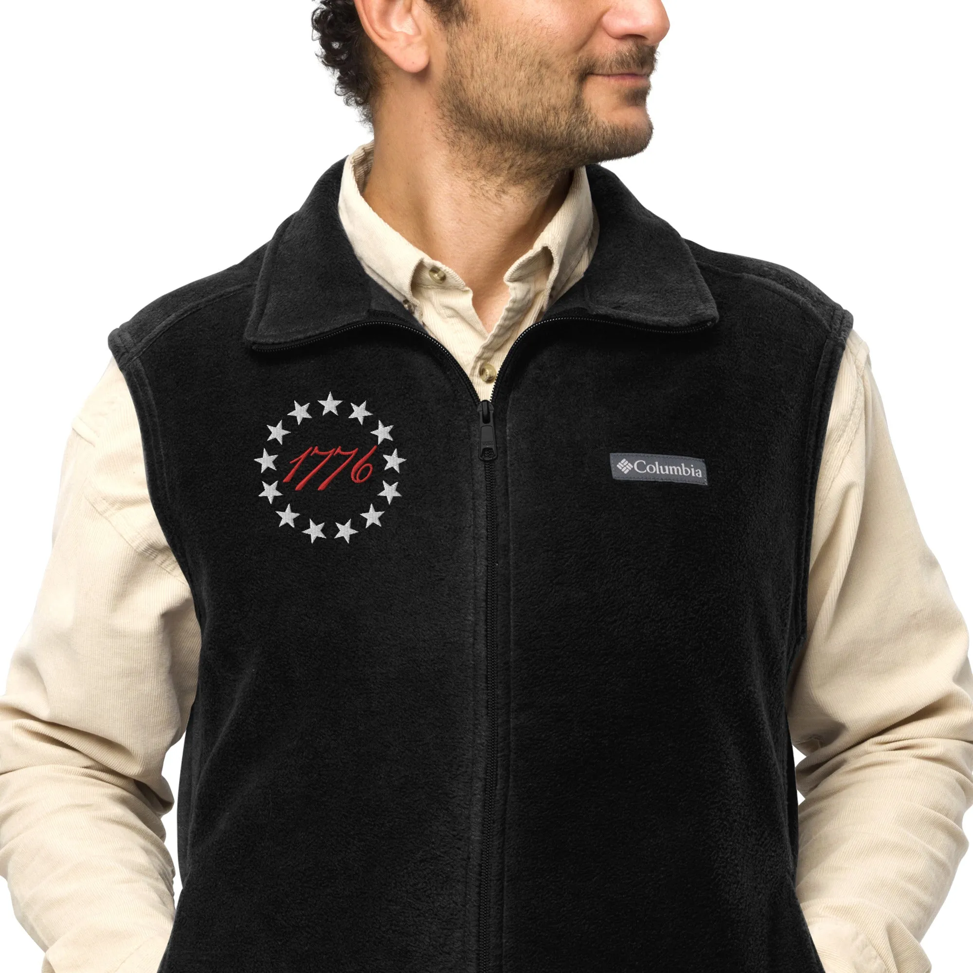 1776 Betsy Ross 13 Stars Embroidered Men’s Columbia Fleece Vest