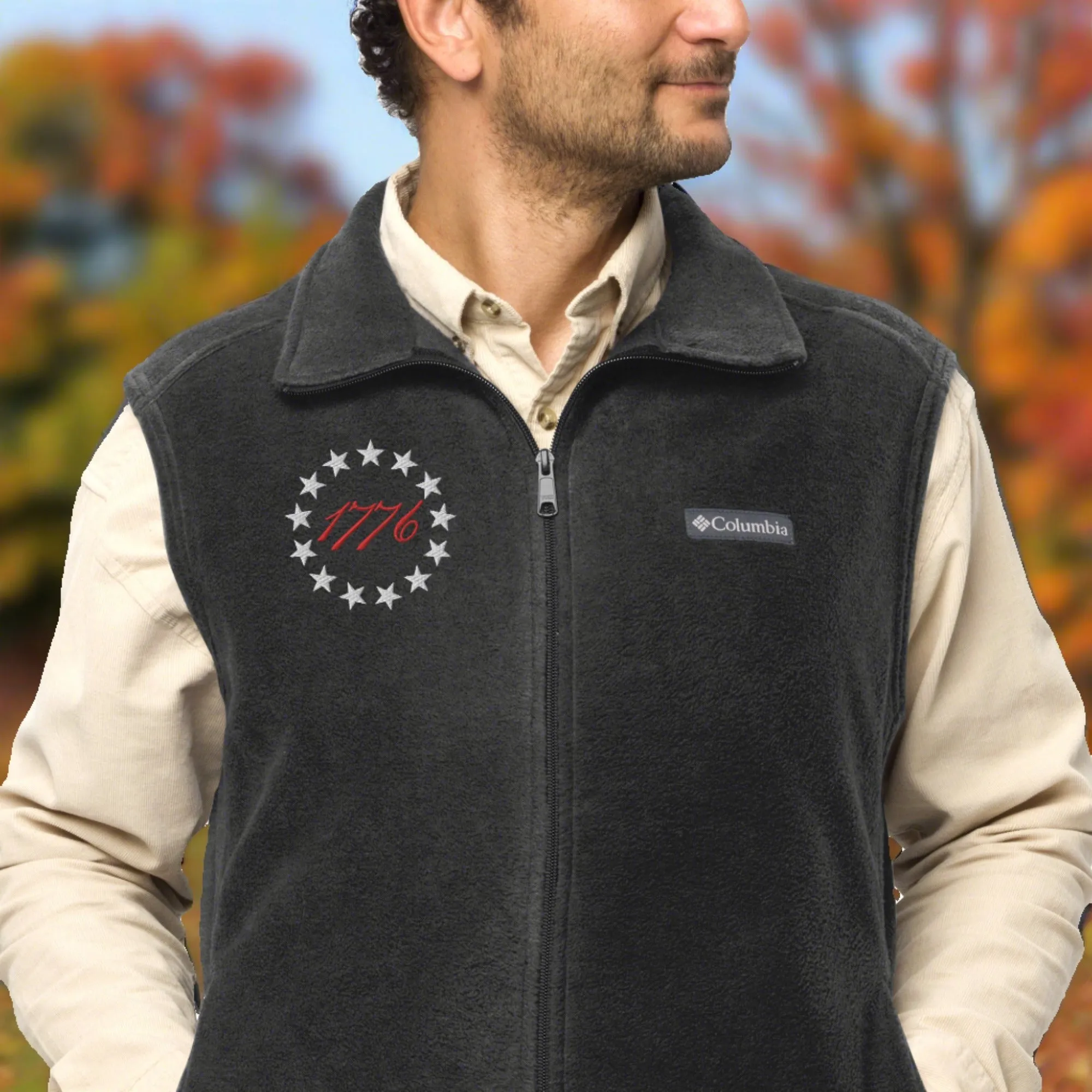 1776 Betsy Ross 13 Stars Embroidered Men’s Columbia Fleece Vest