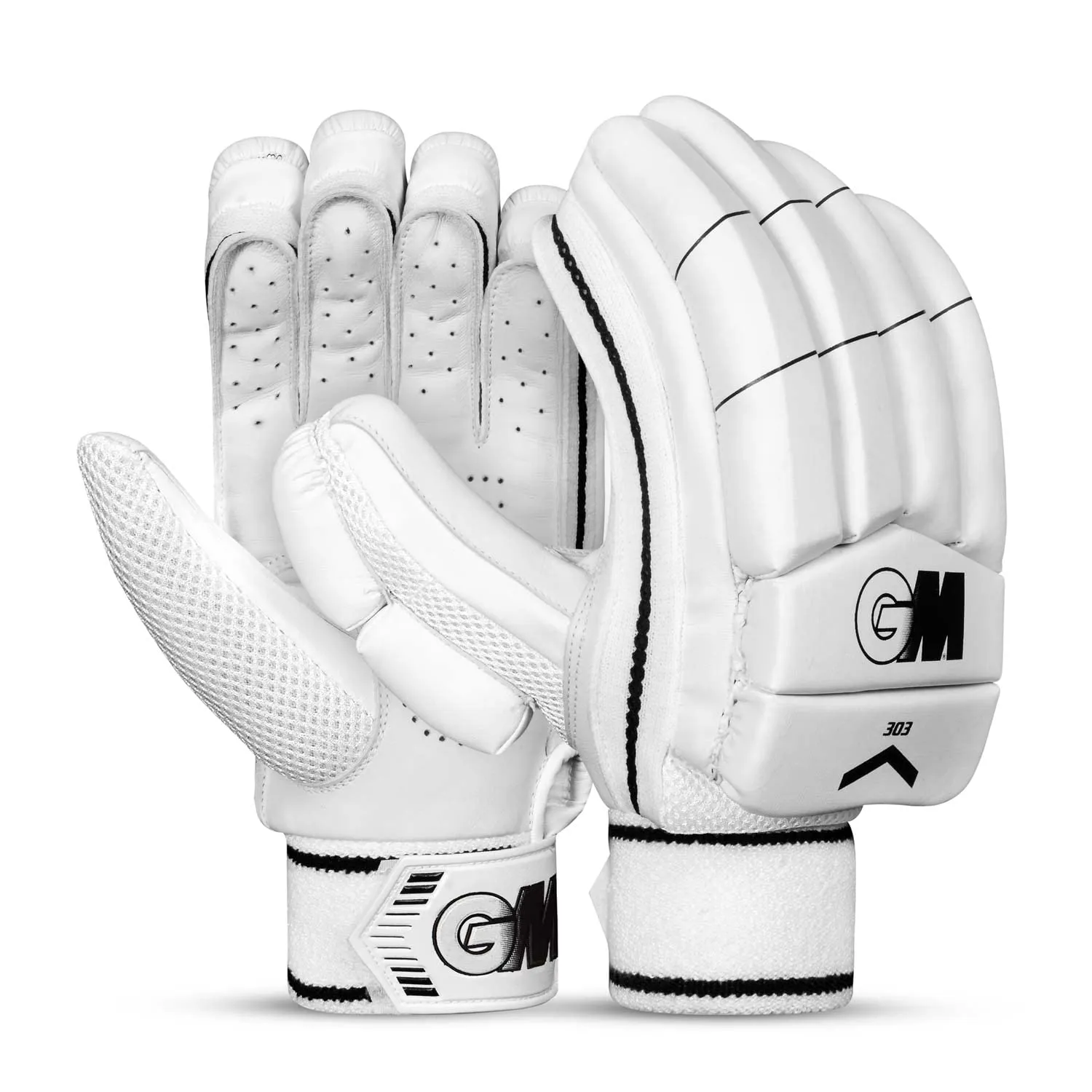 303 Cricket Batting Gloves for Boys Right handed | Free Cover | Colour : White/Black