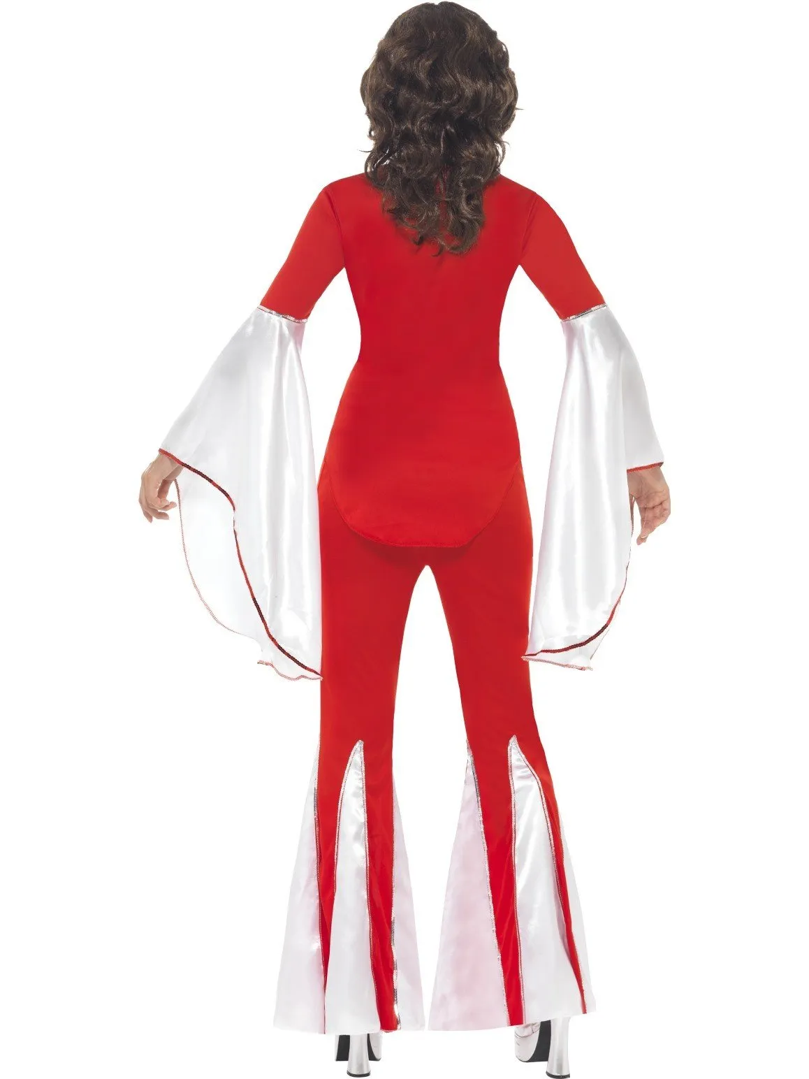 Abba 70s Super Trooper Red and White Flares Pant Suit Fancy Dress Costume