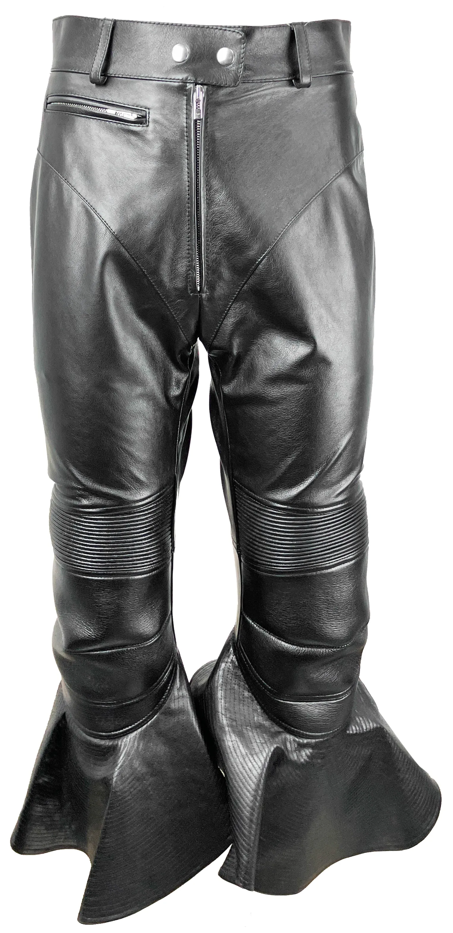 Alaïa Cropped Flared Leather Pants in Black