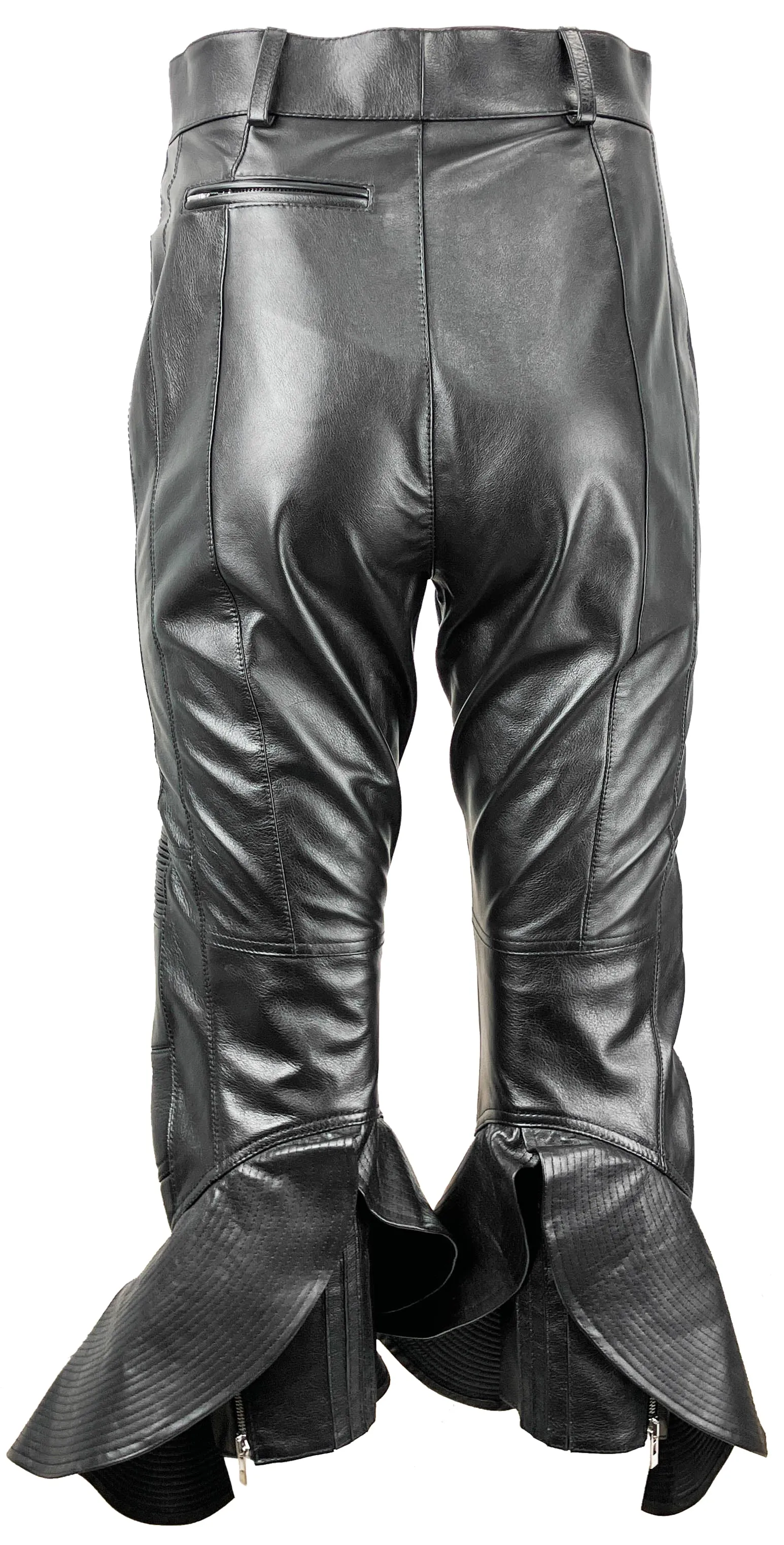 Alaïa Cropped Flared Leather Pants in Black