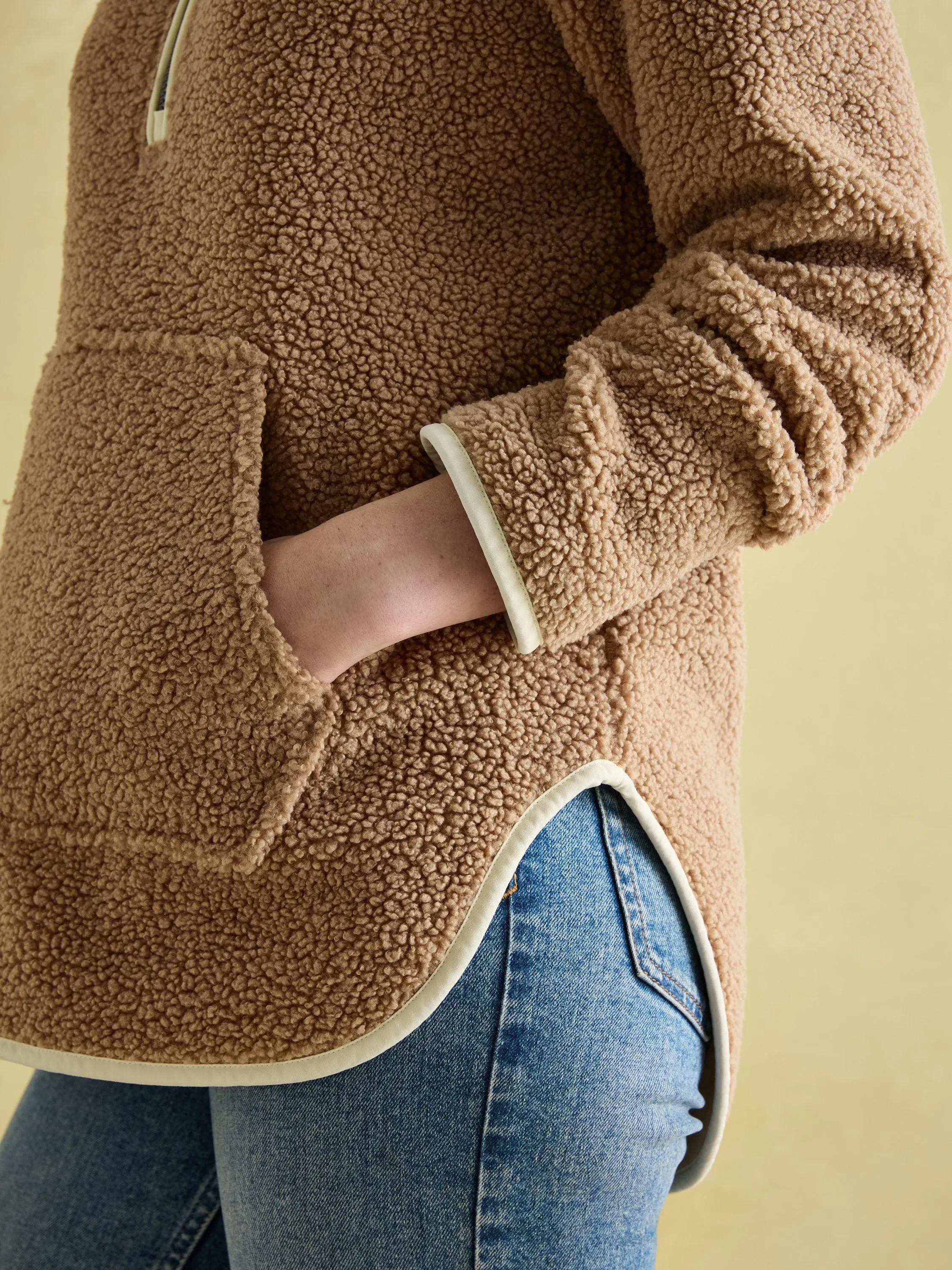 Aldeburgh Tan Brown Quarter Zip Fleece