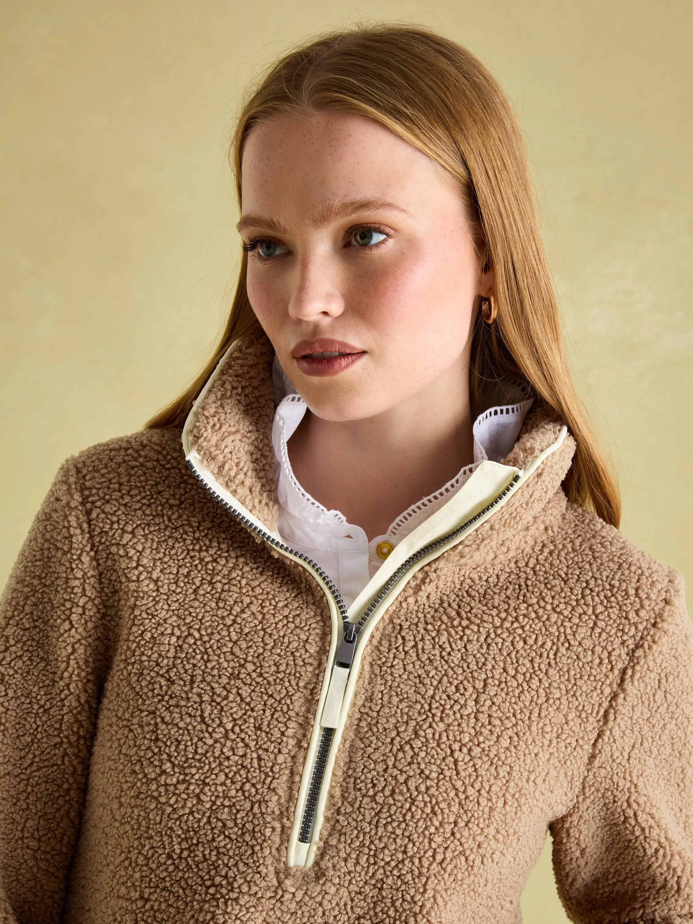 Aldeburgh Tan Brown Quarter Zip Fleece