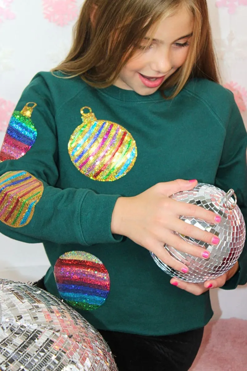 All Over Sequin Ornaments Crop Sweatshirt