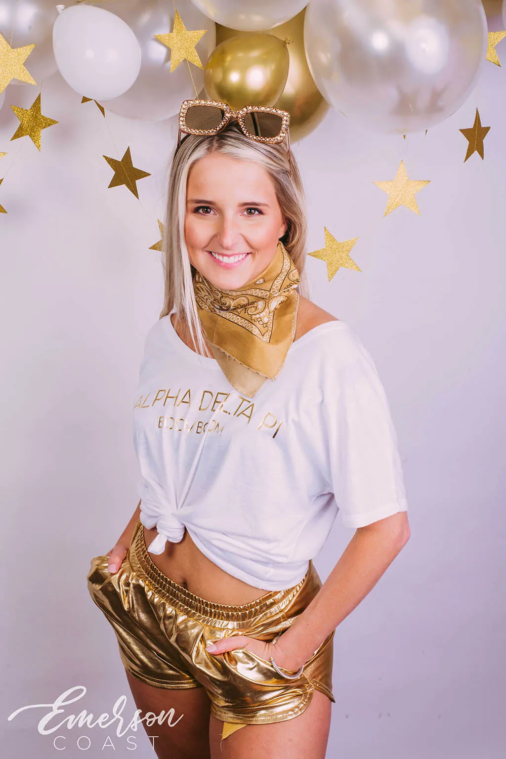 Alpha Delta Pi Boom Boom Gold Bid Day Slouchy Tee