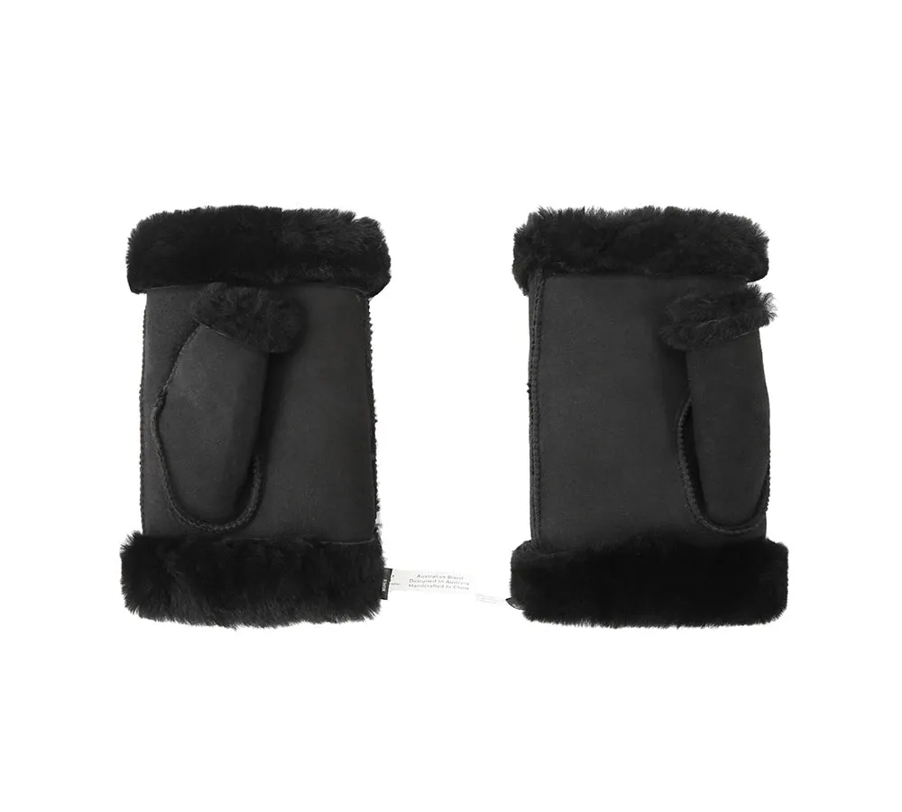 AUSTRALIAN SHEPHERD® Fluffy Fingerless Sheepskin Wool Mittens