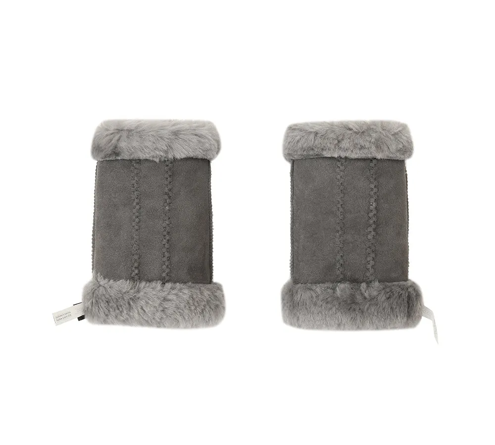 AUSTRALIAN SHEPHERD® Fluffy Fingerless Sheepskin Wool Mittens