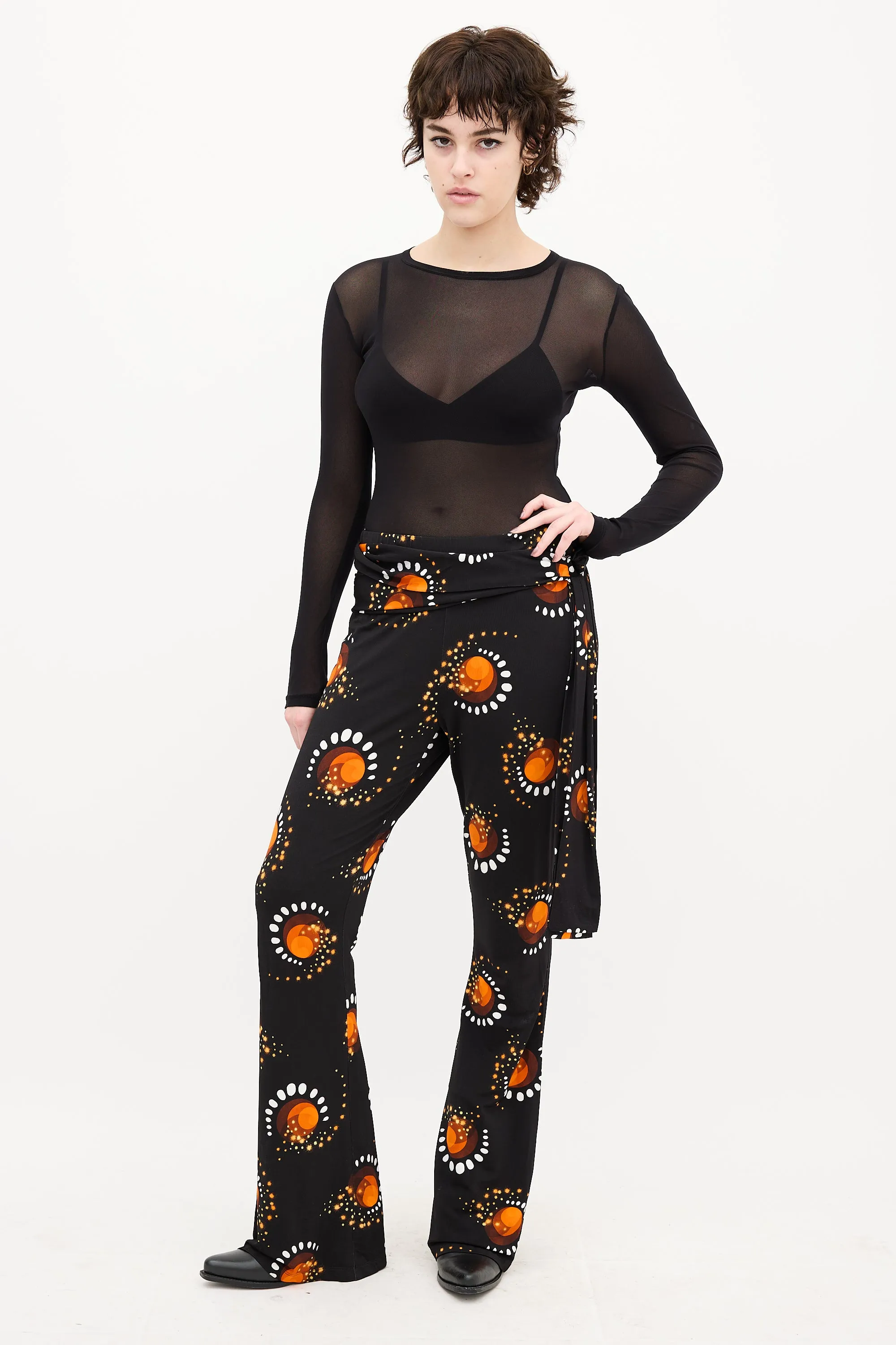 Black & Orange Printed Pant