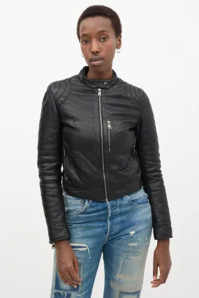 Black Leather Cafe Jacket