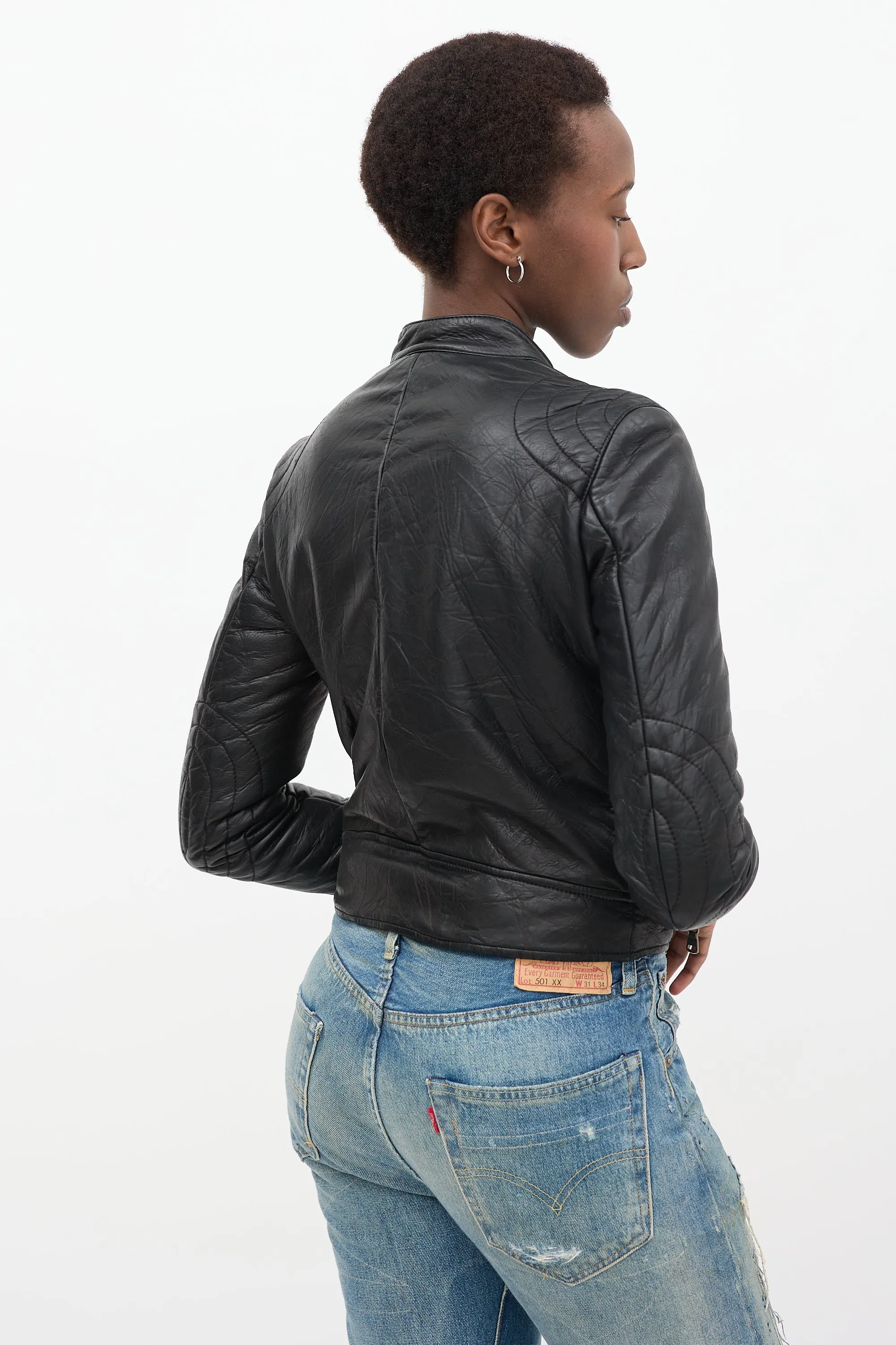 Black Leather Cafe Jacket