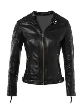 Black Quilted Genuine Leather Jacket