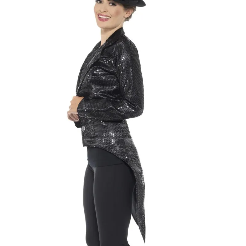 Black Sequin Tailcoat Jacket