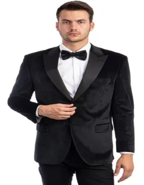 Black Tuxedo - Mens Wedding Suit Modern Fit Velvet Wedding and Prom - Black Prom Suit