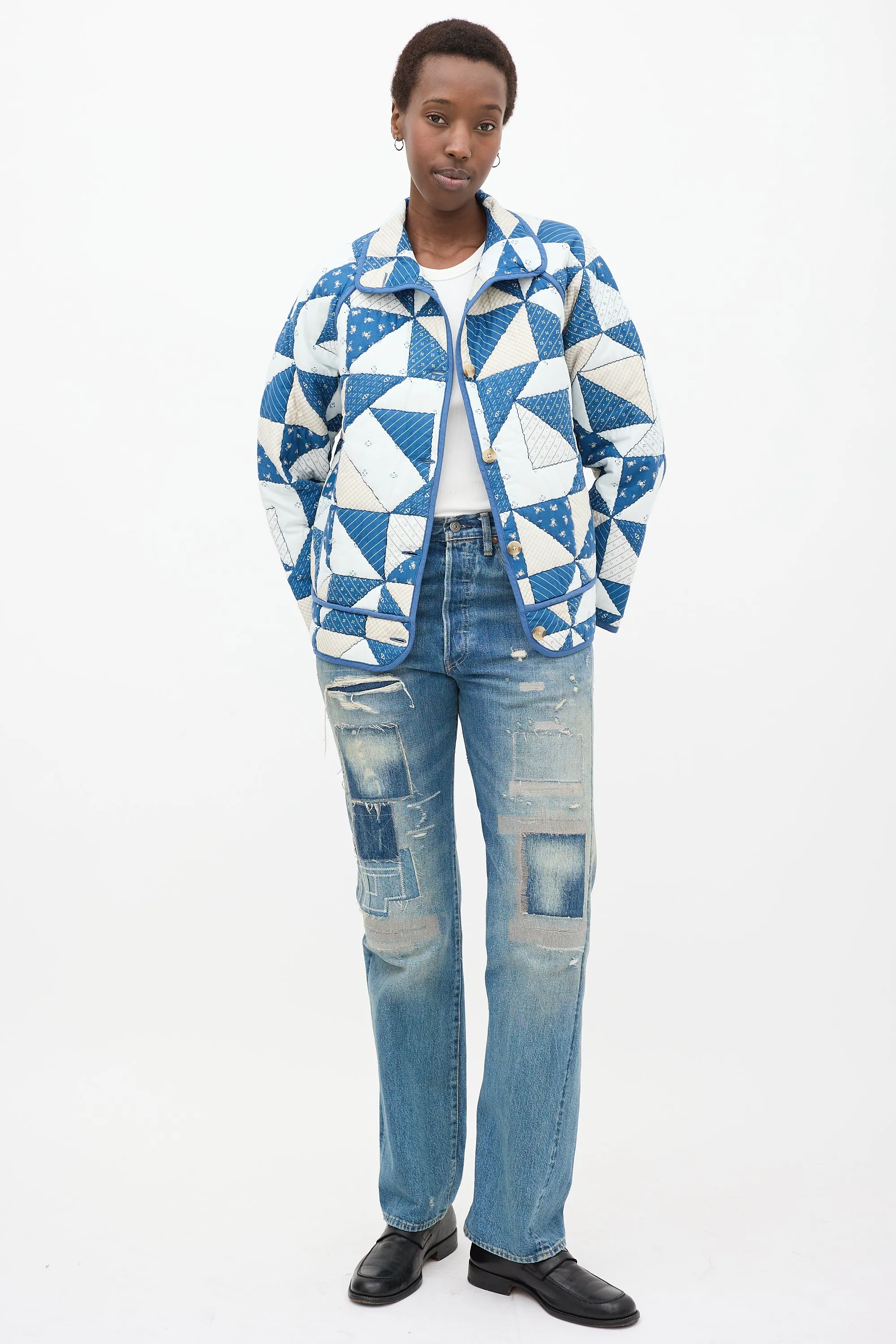 Blue & White Quilted Léopold Jacket