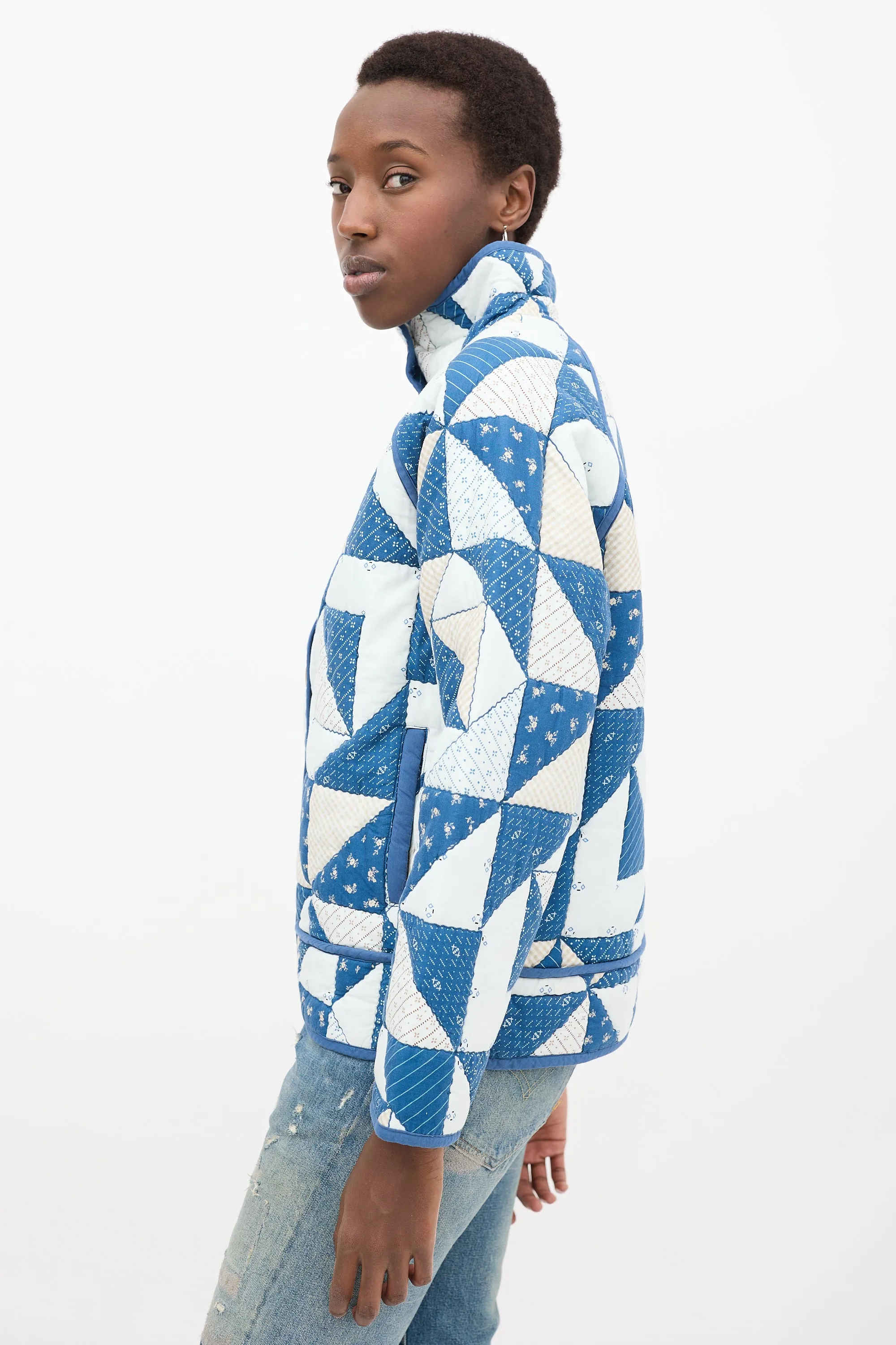 Blue & White Quilted Léopold Jacket