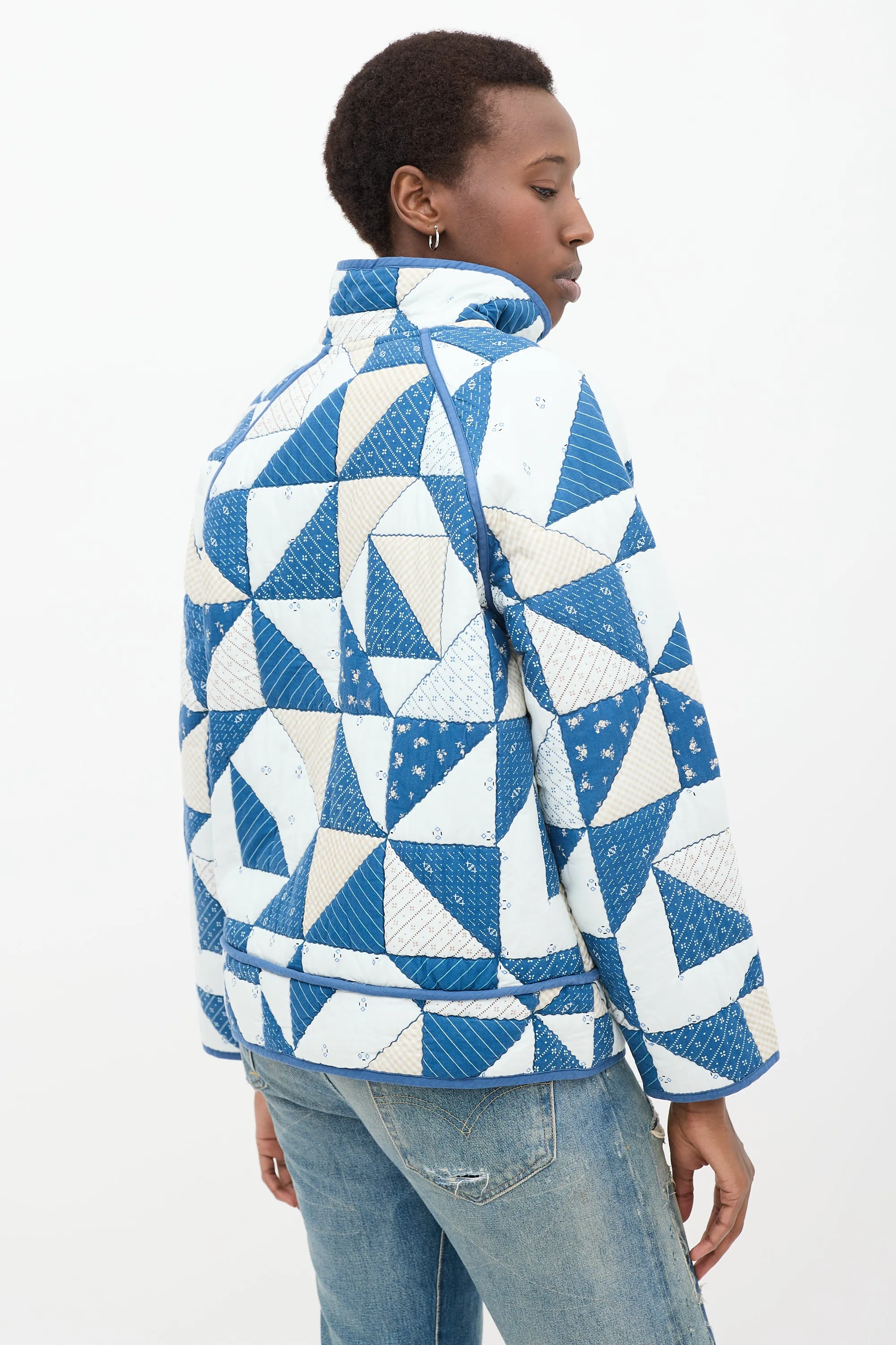 Blue & White Quilted Léopold Jacket