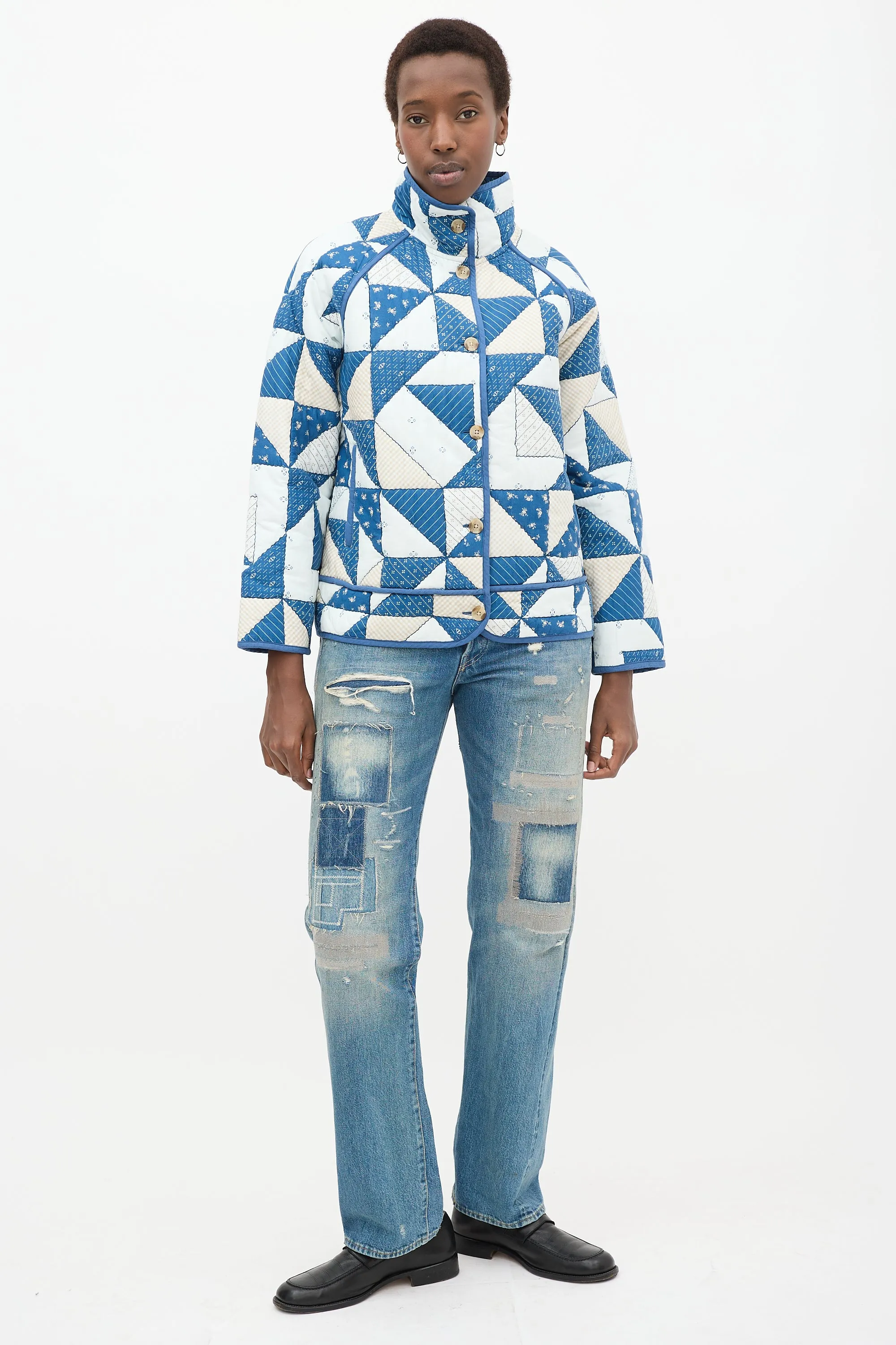 Blue & White Quilted Léopold Jacket