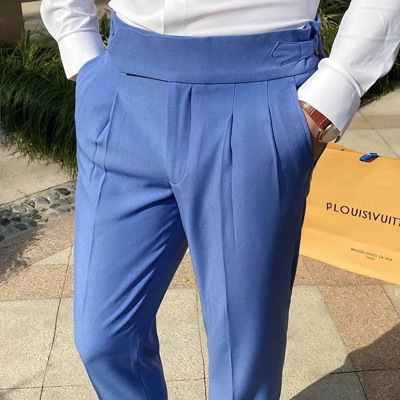 Blue Italian High Waist Slim Fit Pants