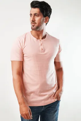 Blush Short Sleeve Henley T-Shirt