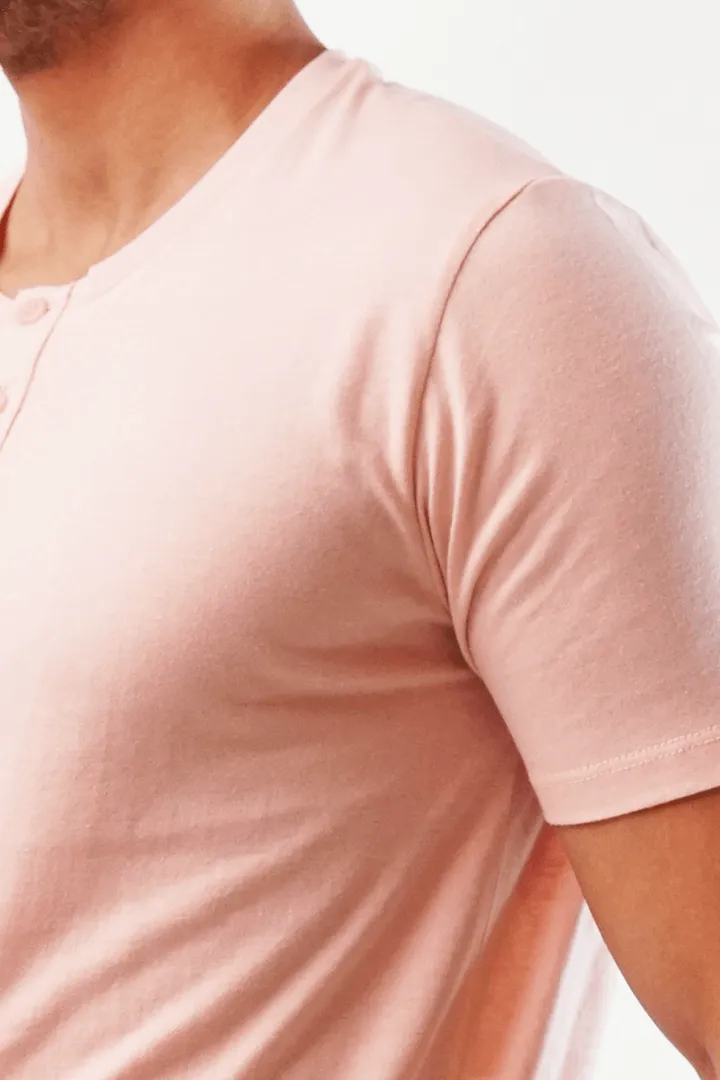 Blush Short Sleeve Henley T-Shirt