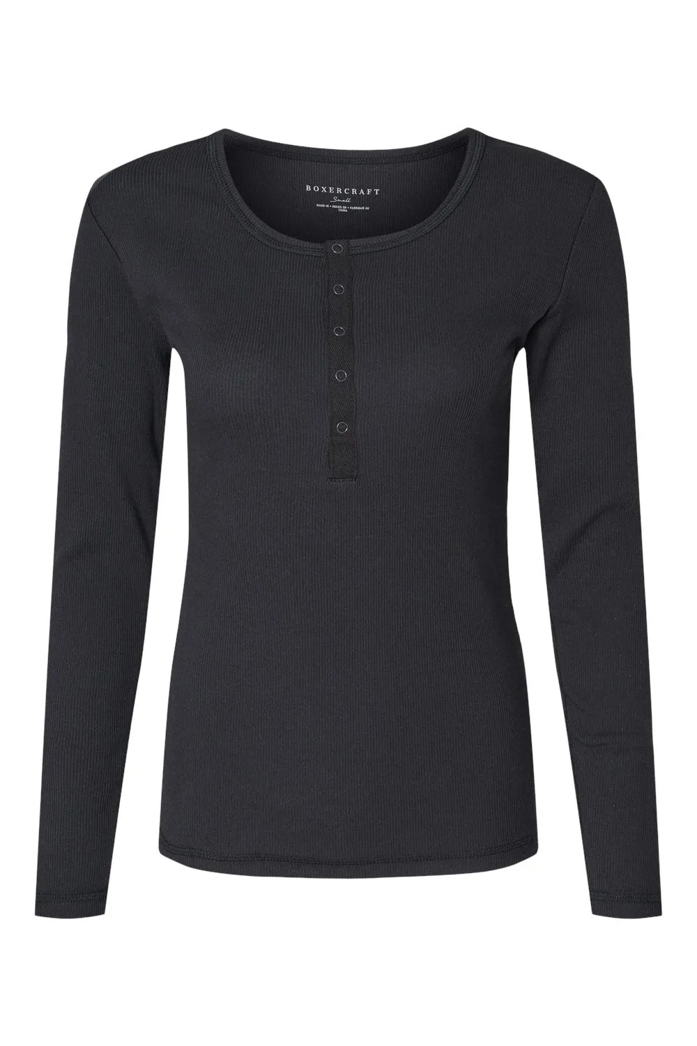 Boxercraft Womens Harper Long Sleeve Henley T-Shirt - Black