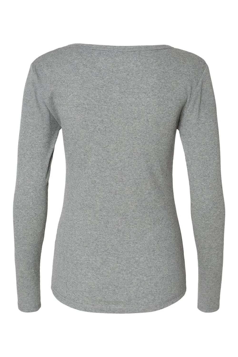 Boxercraft Womens Harper Long Sleeve Henley T-Shirt - Heather Oxford Grey