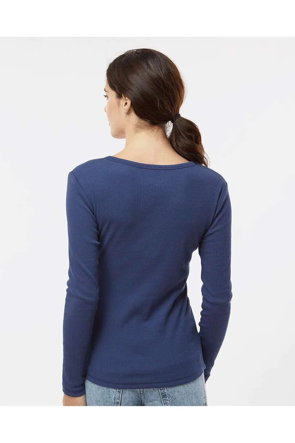 Boxercraft Womens Harper Long Sleeve Henley T-Shirt - Navy Blue