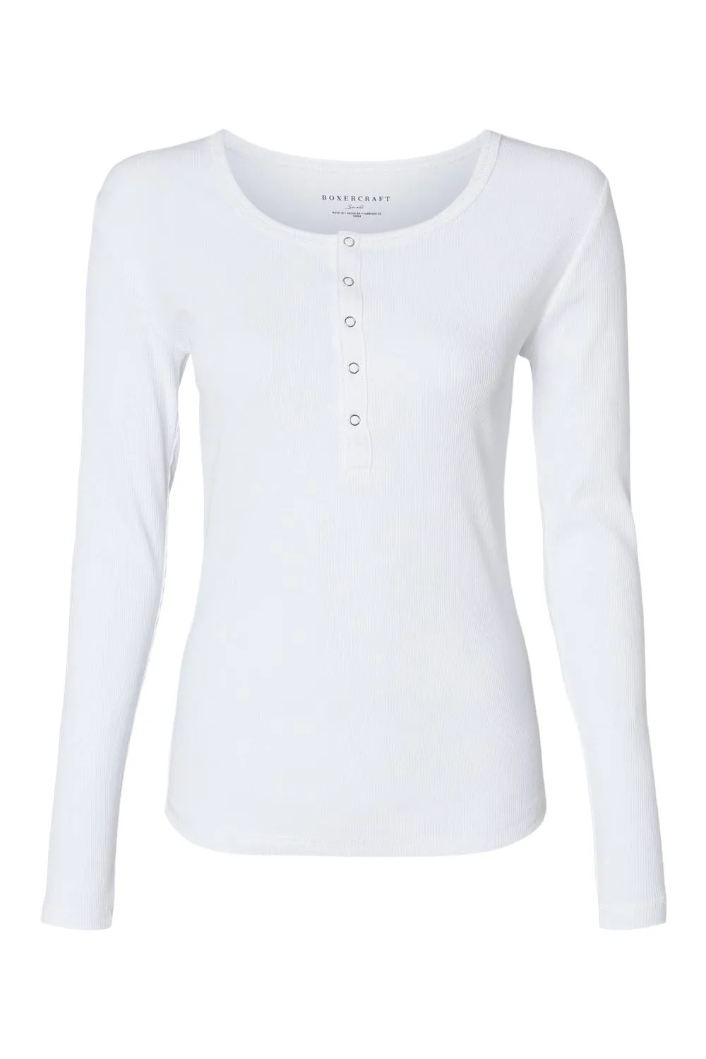 Boxercraft Womens Harper Long Sleeve Henley T-Shirt - White