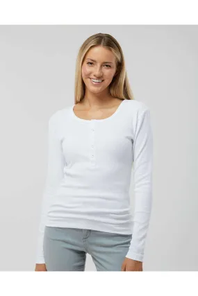 Boxercraft Womens Harper Long Sleeve Henley T-Shirt - White