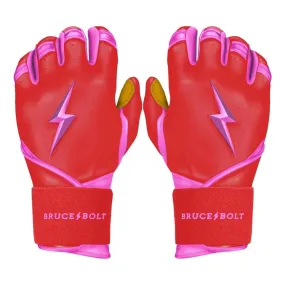 Bruce Bolt PREMIUM PRO BADER Series Long Cuff Batting Gloves: Pink