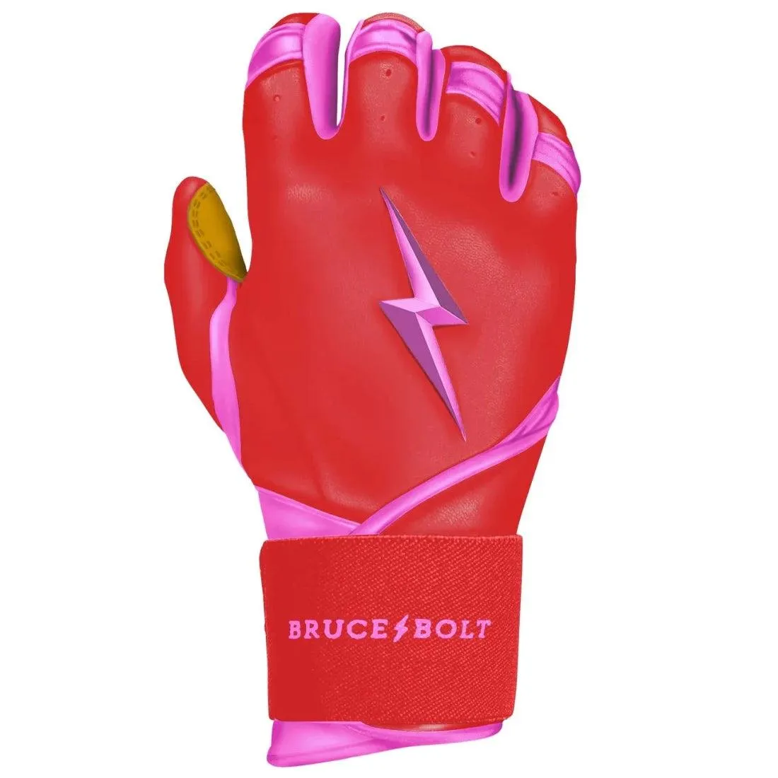 Bruce Bolt PREMIUM PRO BADER Series Long Cuff Batting Gloves: Pink