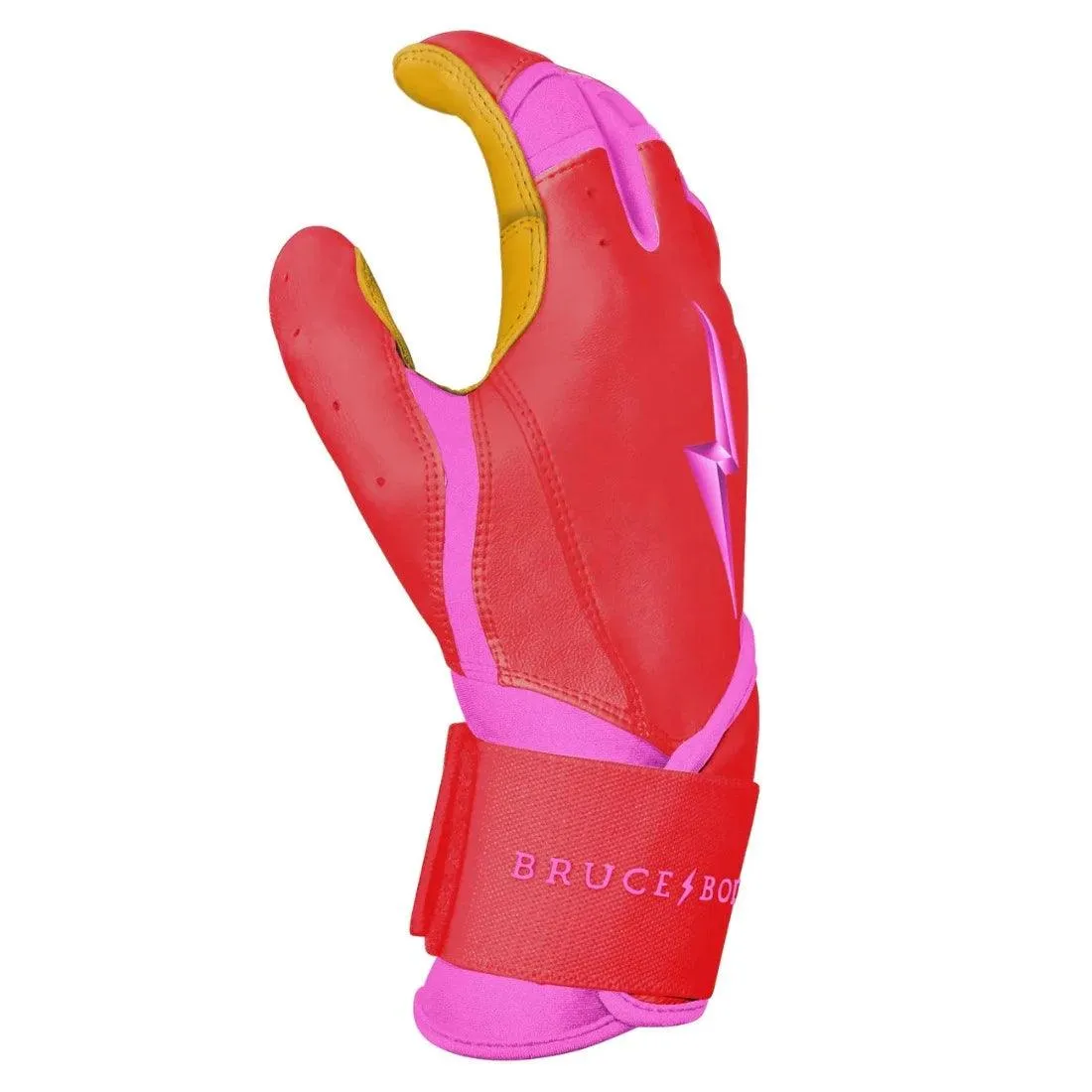 Bruce Bolt PREMIUM PRO BADER Series Long Cuff Batting Gloves: Pink