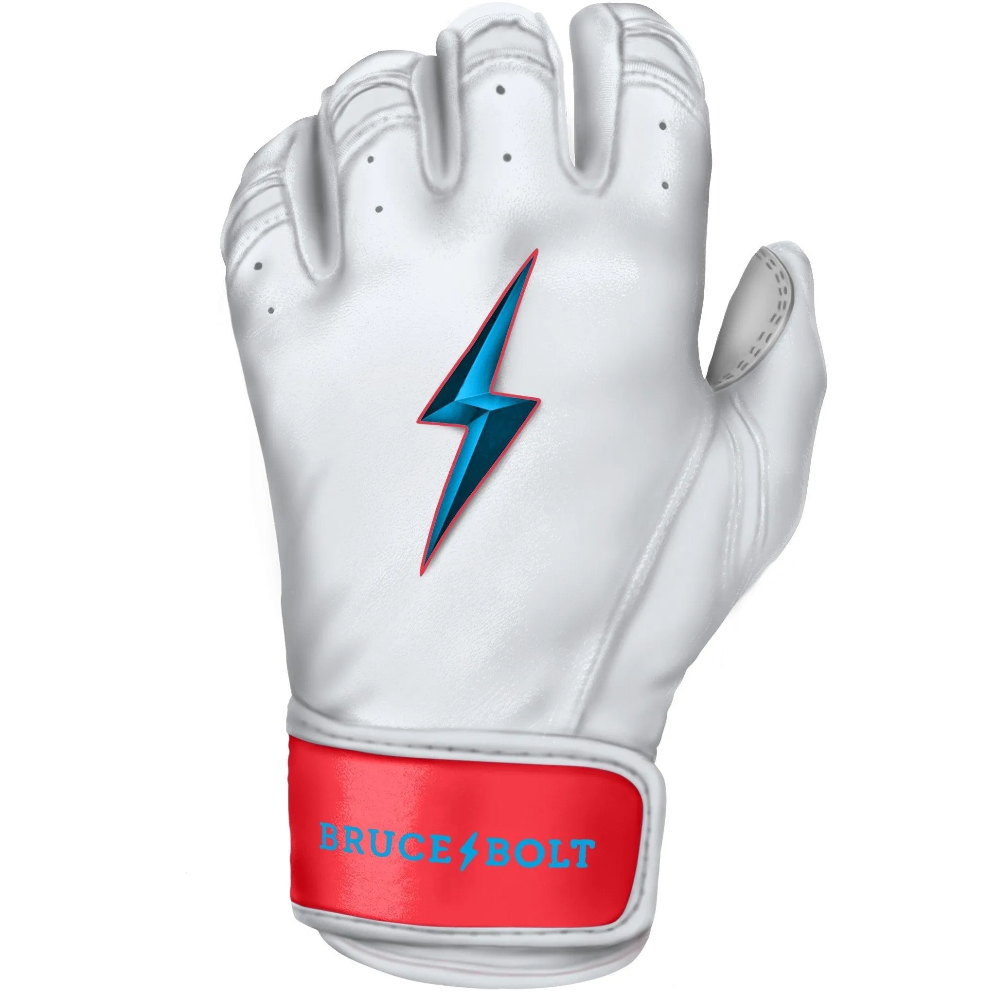 Bruce Bolt PREMIUM PRO BRINSON Series Short Cuff Batting Gloves: White