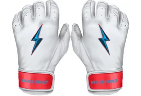 Bruce Bolt PREMIUM PRO BRINSON Series Short Cuff Batting Gloves: White