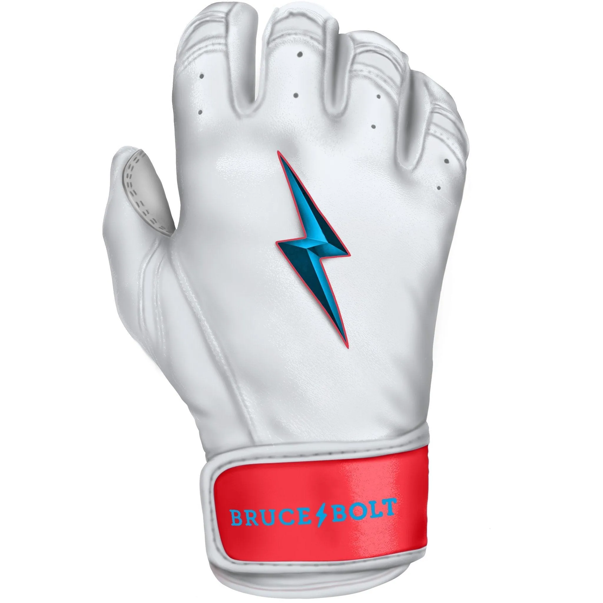 Bruce Bolt PREMIUM PRO BRINSON Series Short Cuff Batting Gloves: White