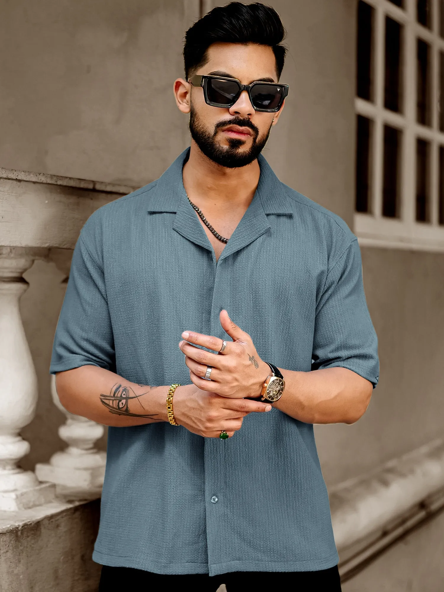 Bubble Blue Half Sleeve Shirt