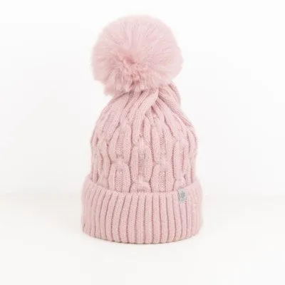 Caracol Knitted Touque w/ Pom Pom 8002-PNK Pink