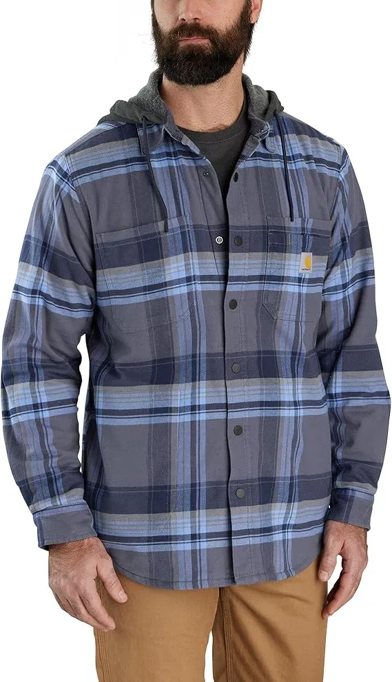 Carhartt Rugged Flex Relaxed Fit Flannel Fleece Lined Hooded Shirt Jacket Men's