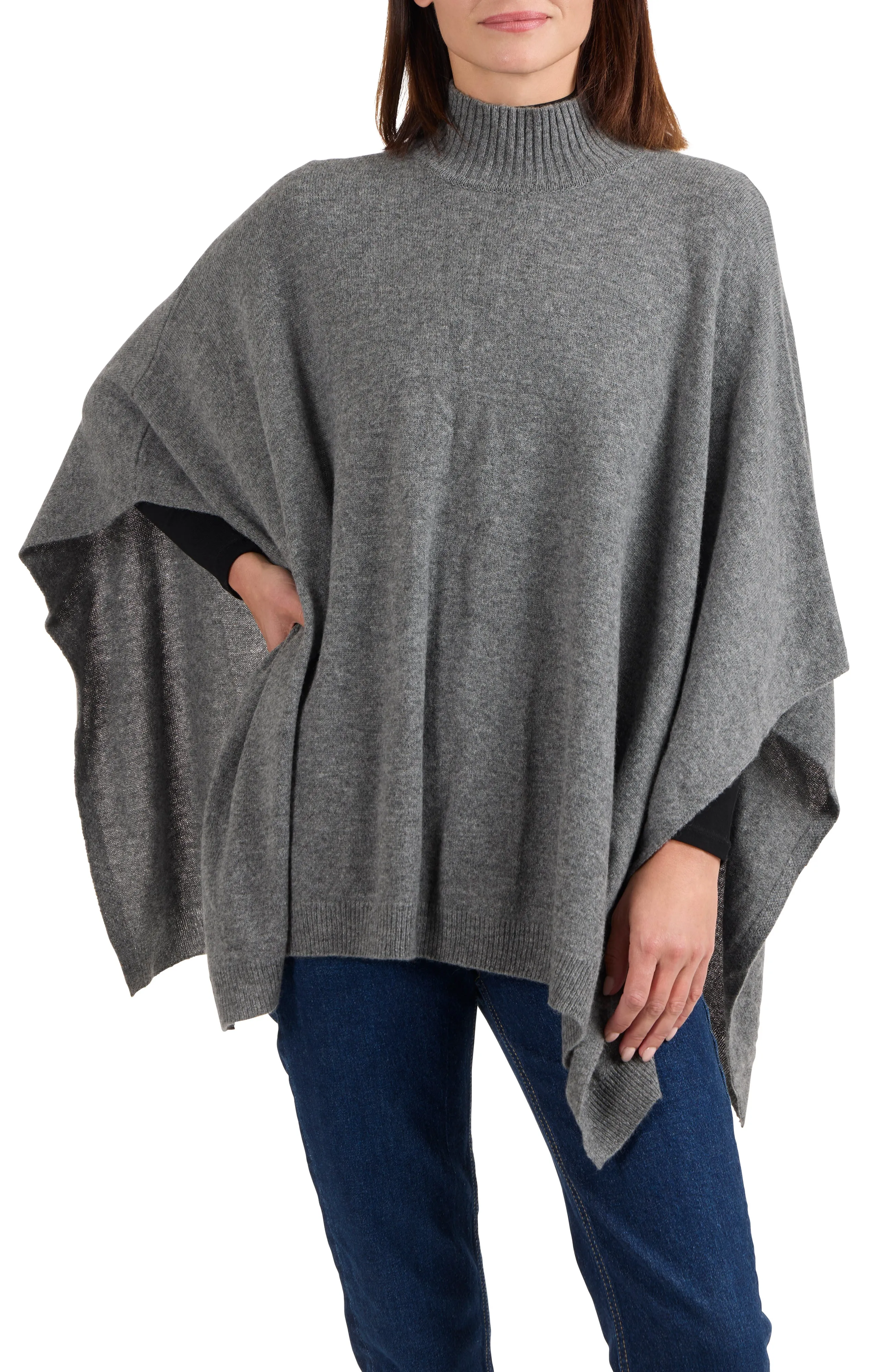 CASHMERE FUNNEL NECK PONCHO