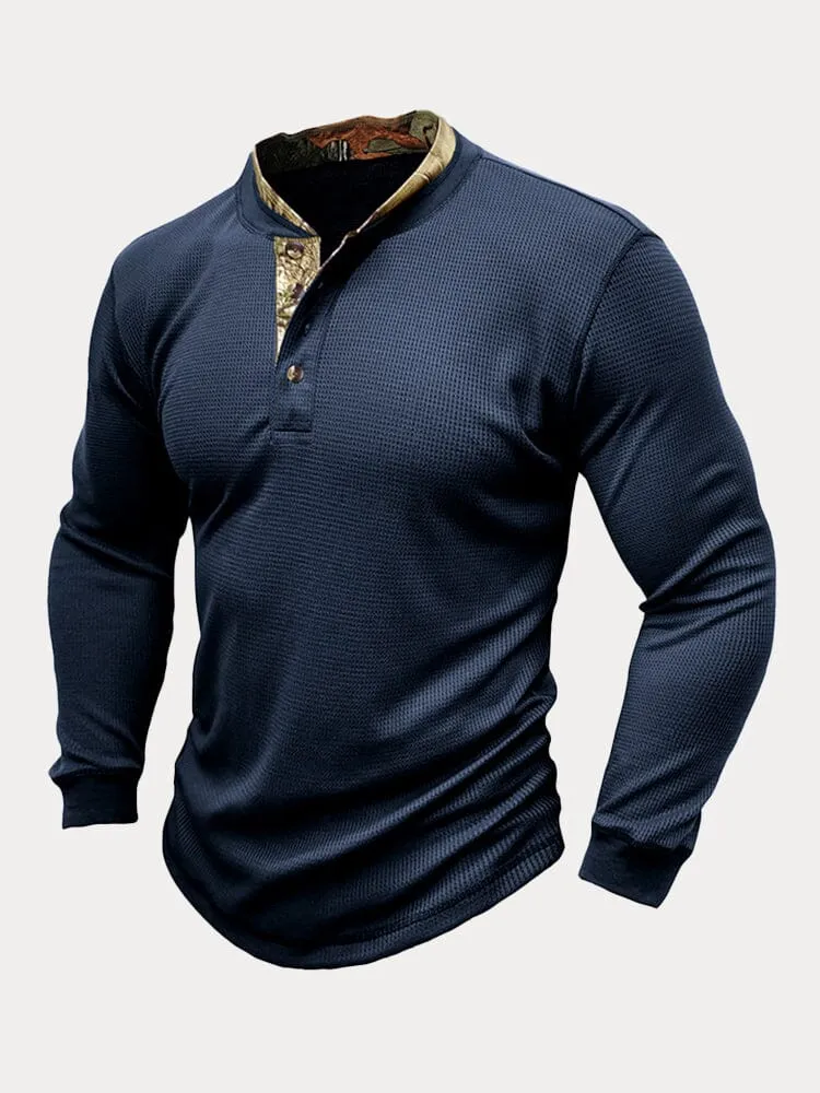 Casual Waffle Henley Shirt