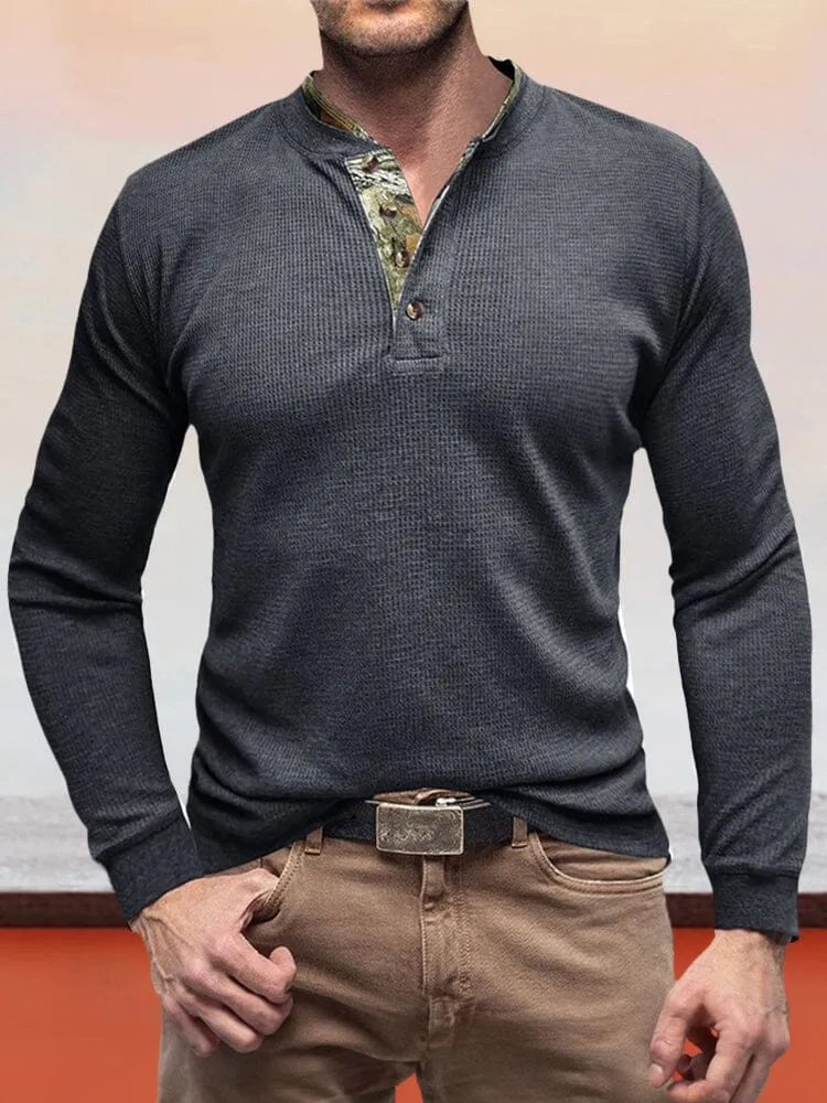 Casual Waffle Henley Shirt