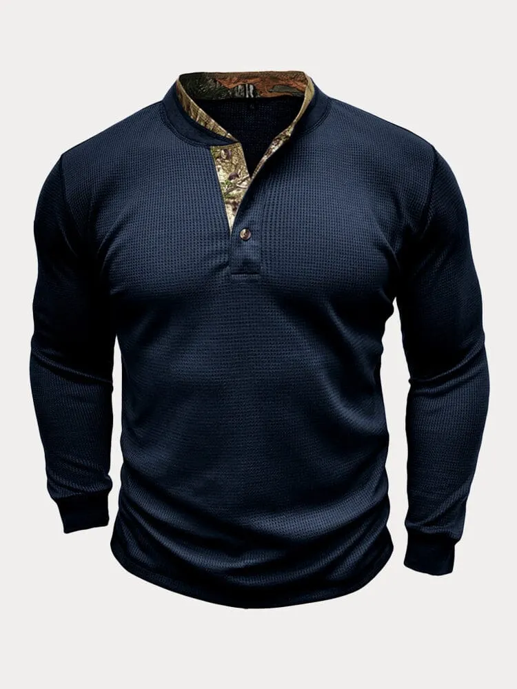 Casual Waffle Henley Shirt