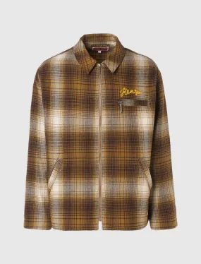 CHECKED PLAID ZIP UP OVERSHIRT