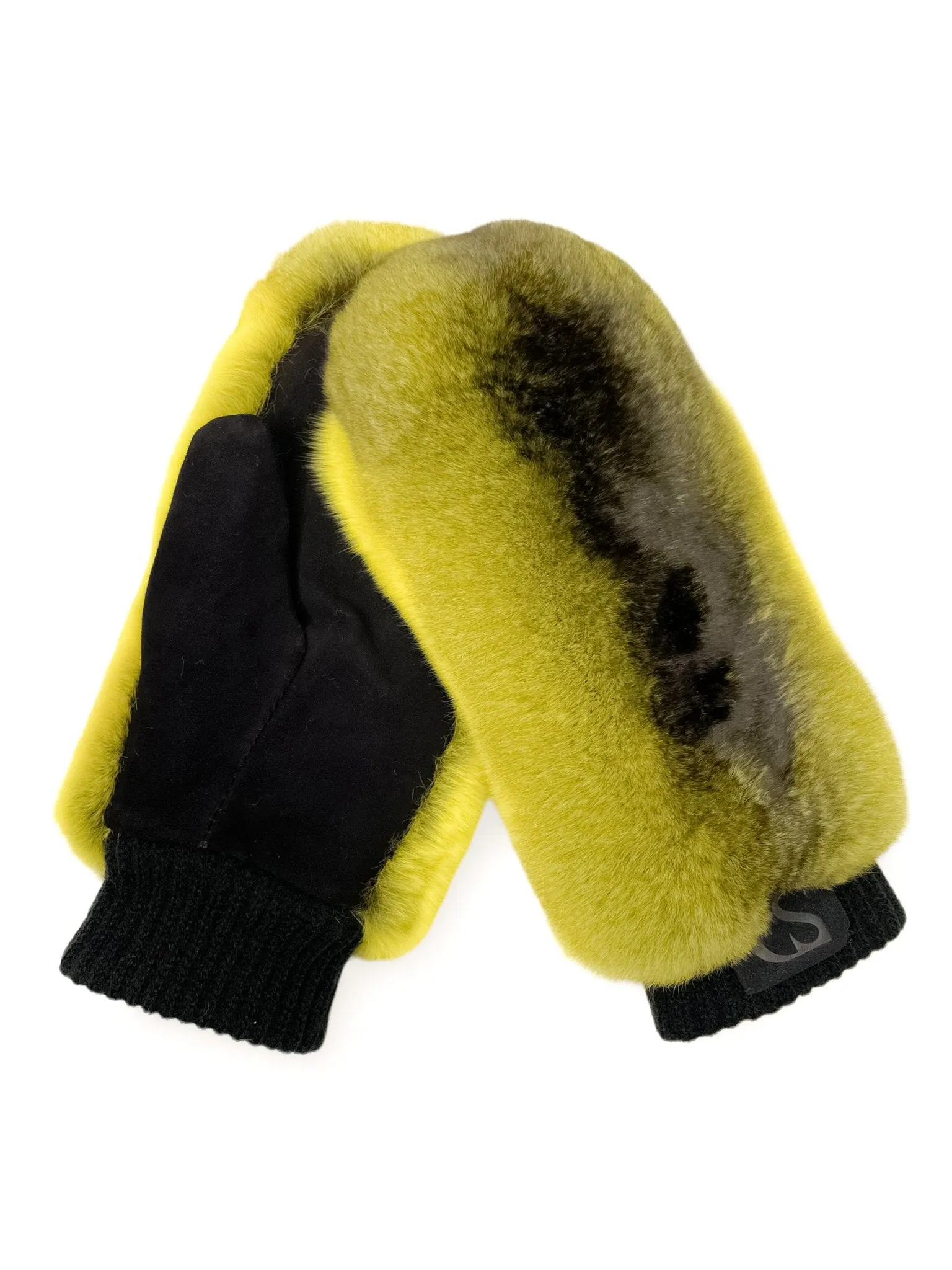 Chinchilla Fur Mittens In Yellow