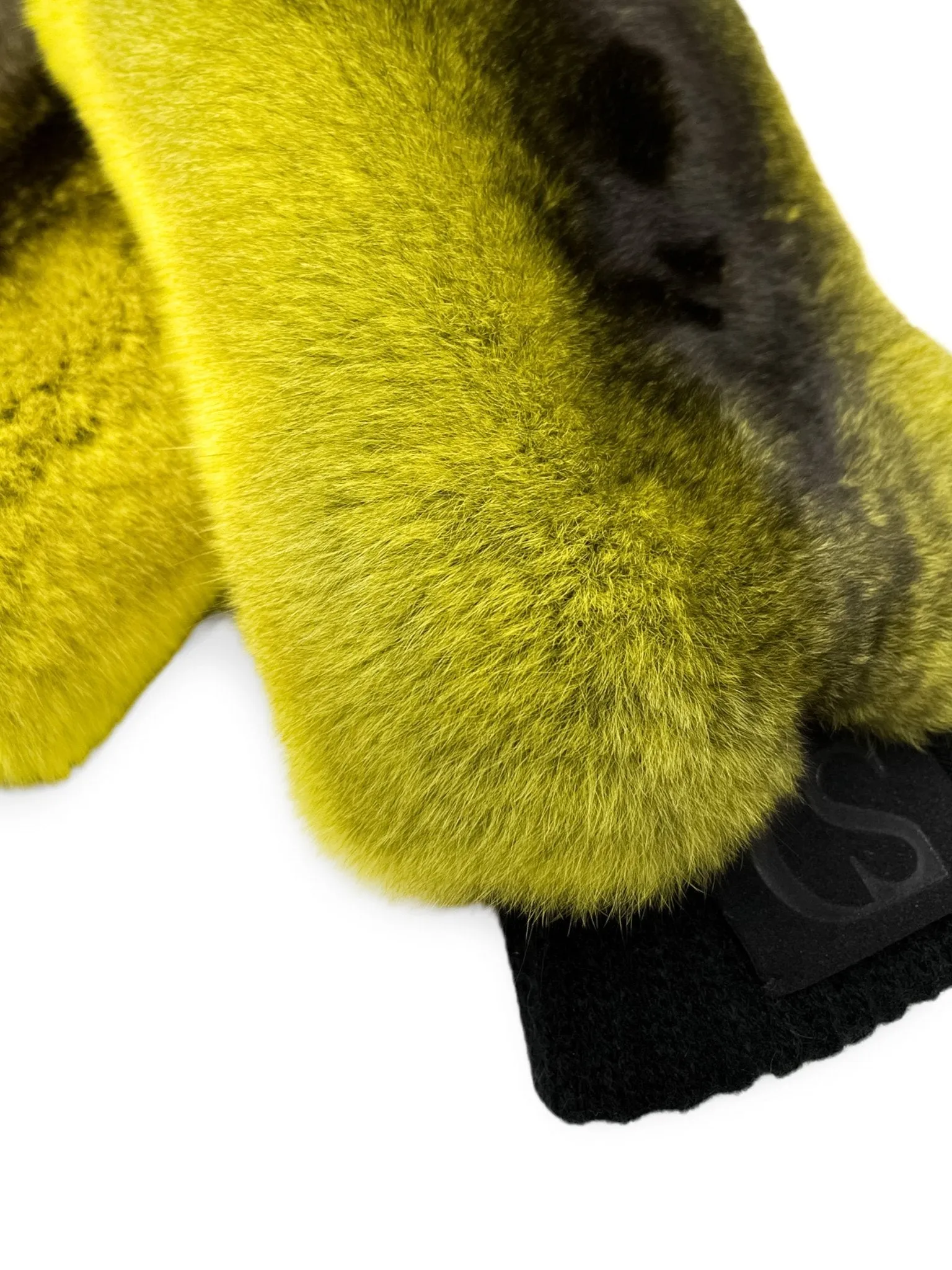 Chinchilla Fur Mittens In Yellow