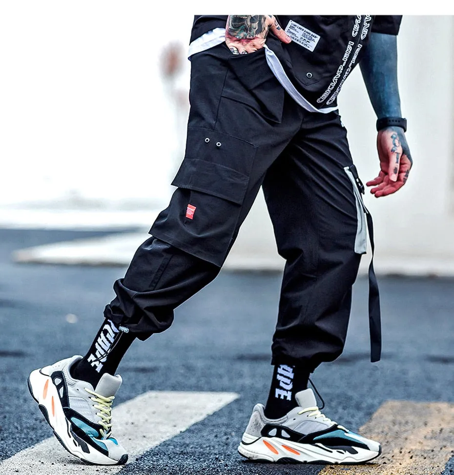 Contrast Pocket Hip Hop Streetwear Men Jogger Pants