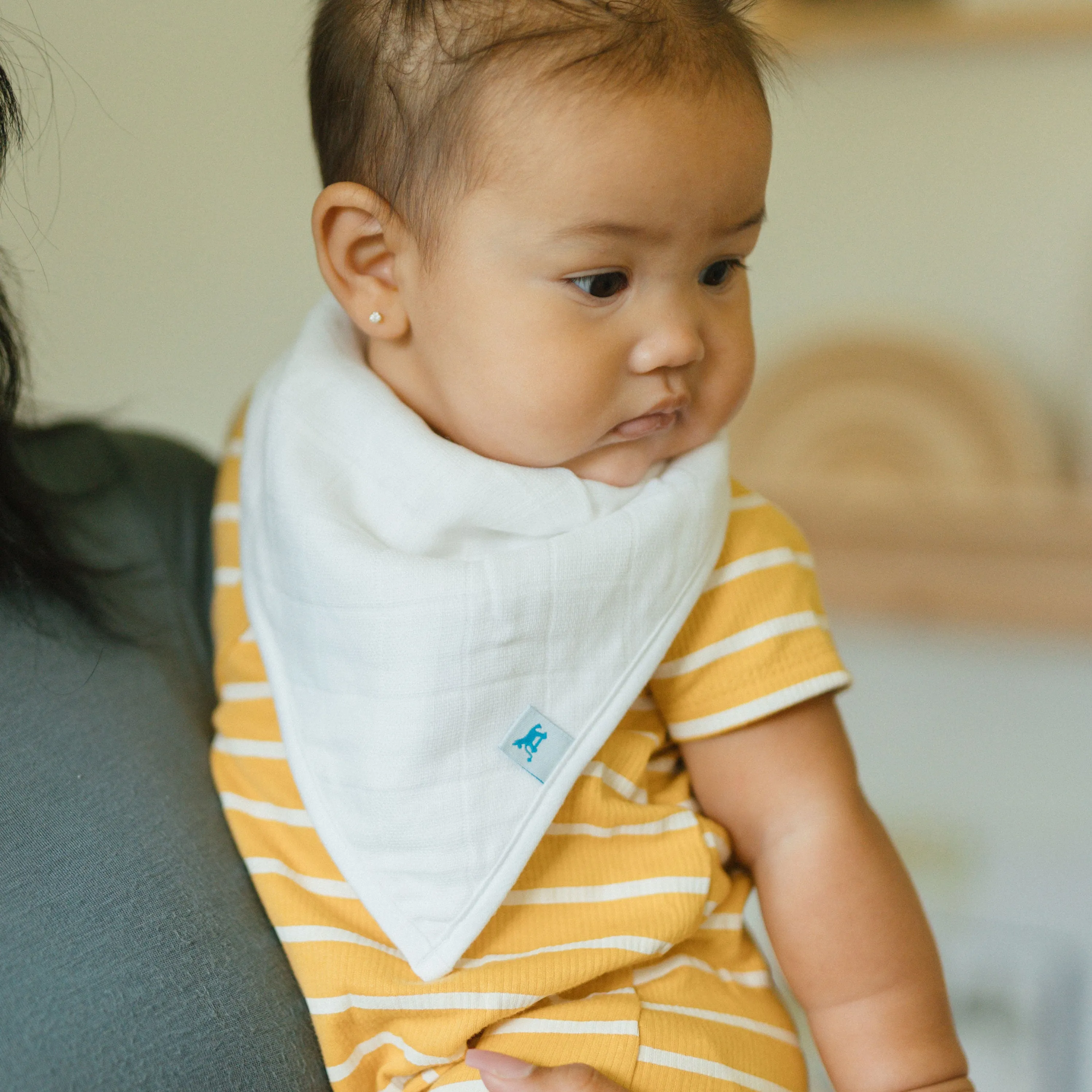 Cotton Muslin   Fleece Bandana Bib 4 Pack - Taupe Cross